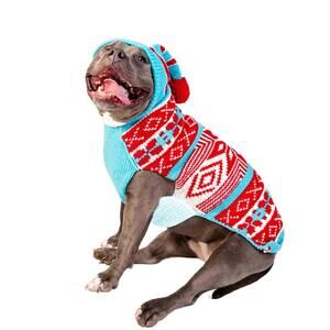 NEW CHILLY DOGS peppermint dog sweater in blue/red/white